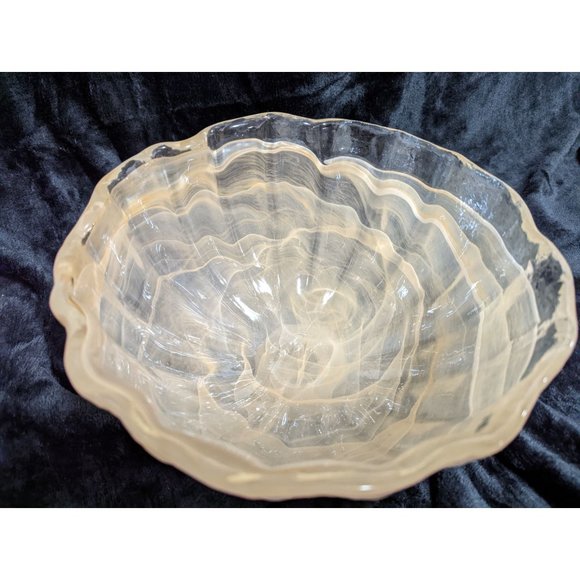 Peach Lavorazione Ribbon Style Glass Bowl Hand Blown Functional Art Fruit - Picture 10 of 12